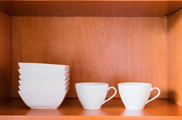 Dishes in cabinet