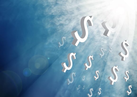 Dollar signs in sky